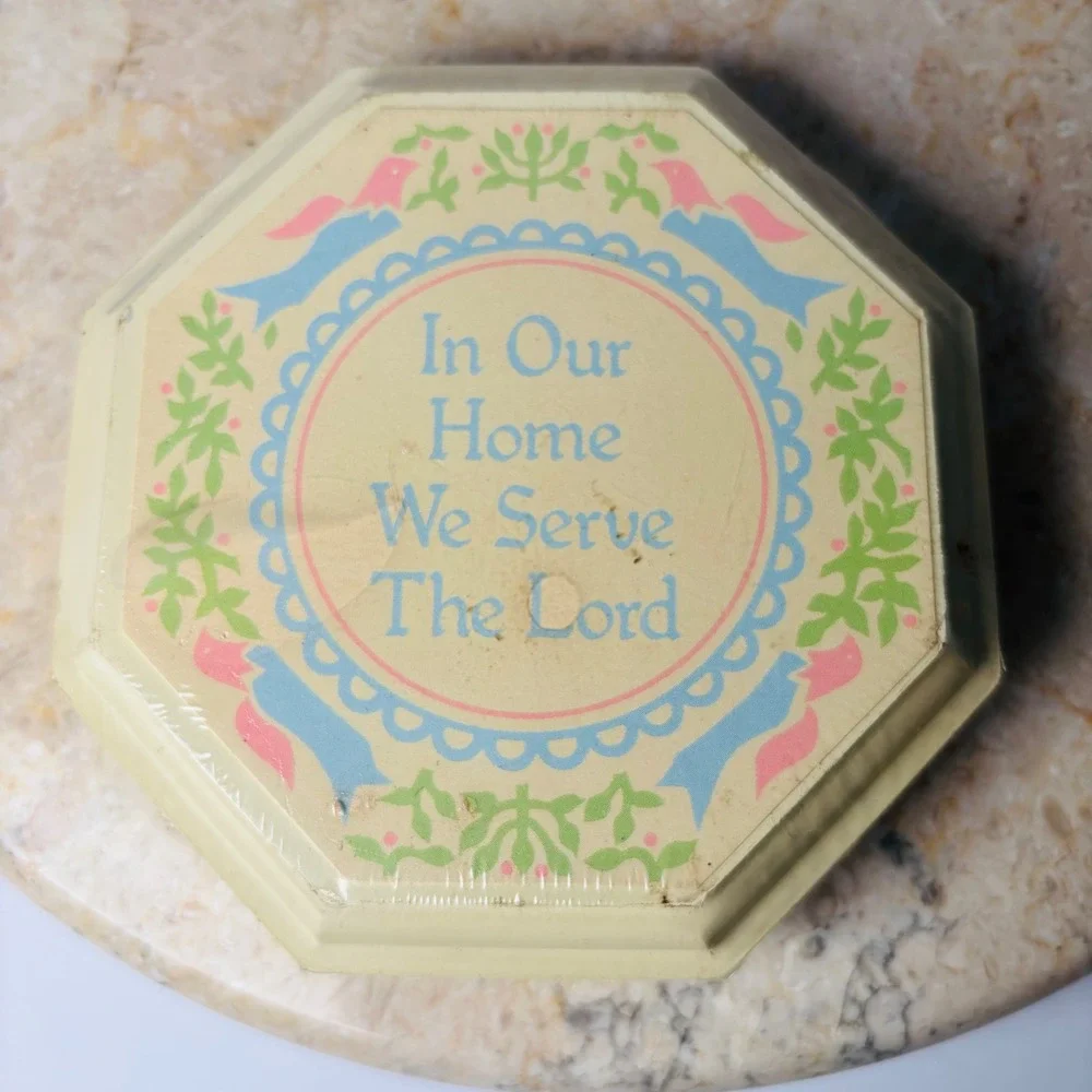 Vintage Small Wooden Spiritual Wall Plaque Set God Lord Cottage‎ Granny Octagon